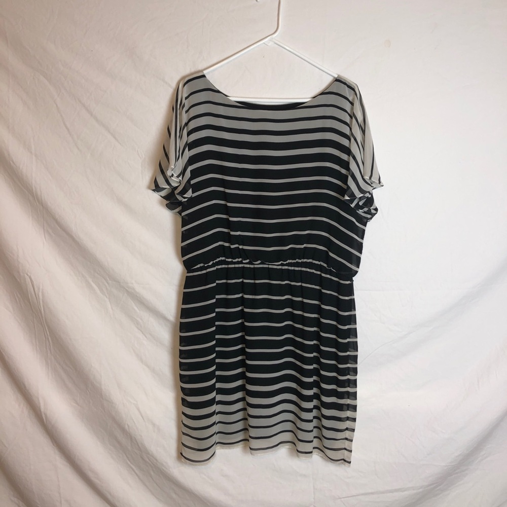 Black and white striped dress